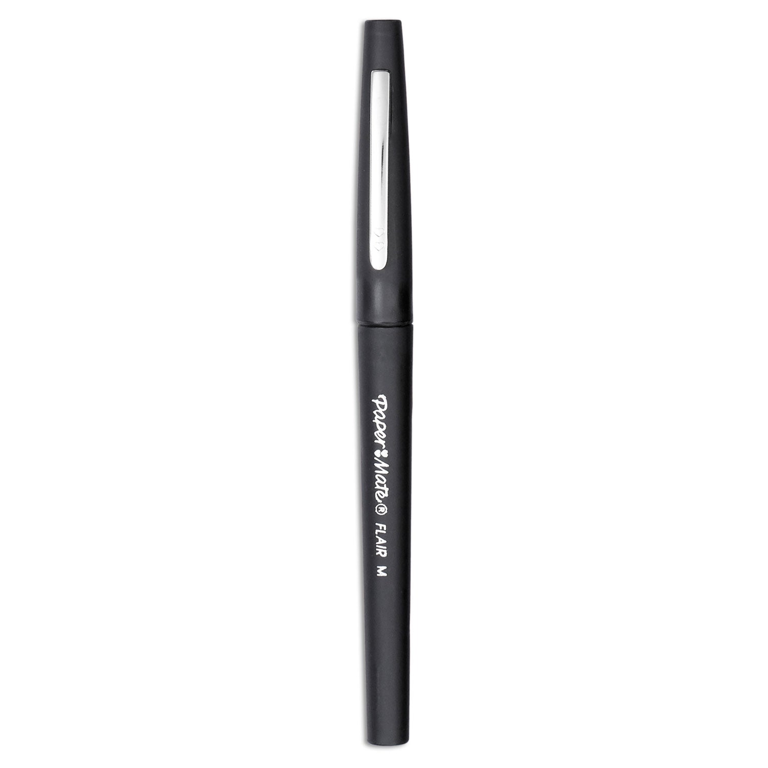 Paper Mate Point Guard Flair Felt Tip Porous Point Pen, Stick, Medium 0.7 mm, Black Ink, Black Barrel, Dozen (8430152)