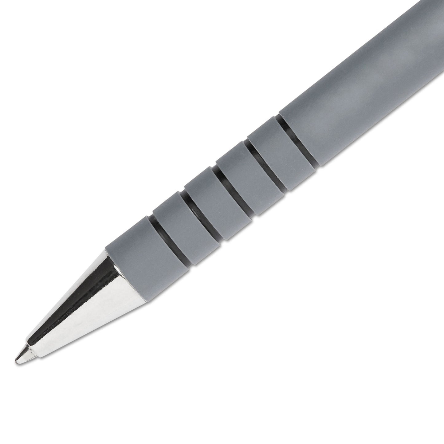 Paper Mate FlexGrip Ultra Recycled Ballpoint Pen, Retractable, Fine 0.8 mm, Black Ink, Gray/Black Barrel, Dozen (9580131)