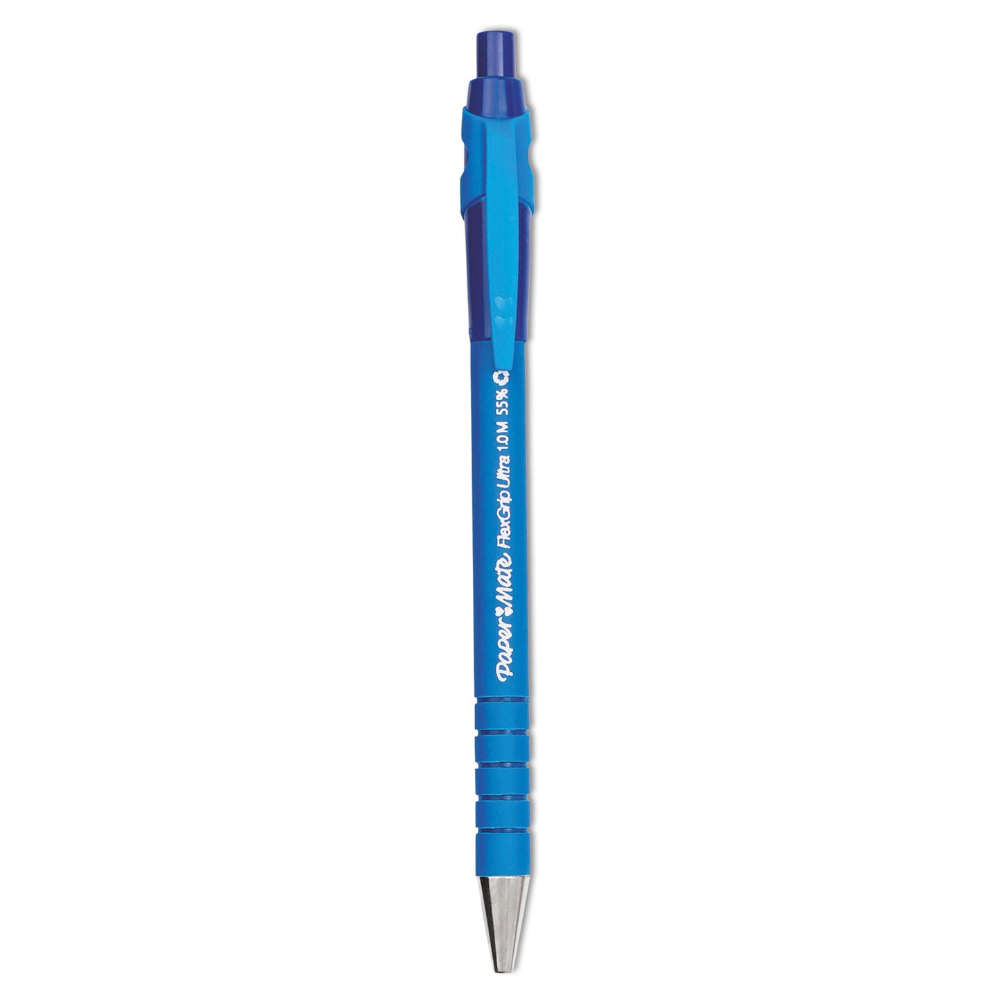 Paper Mate FlexGrip Ultra Recycled Ballpoint Pen, Retractable, Medium 1 mm, Blue Ink, Blue Barrel, Dozen (9510131)