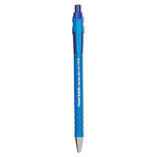 Paper Mate FlexGrip Ultra Recycled Ballpoint Pen, Retractable, Medium 1 mm, Blue Ink, Blue Barrel, Dozen (9510131)