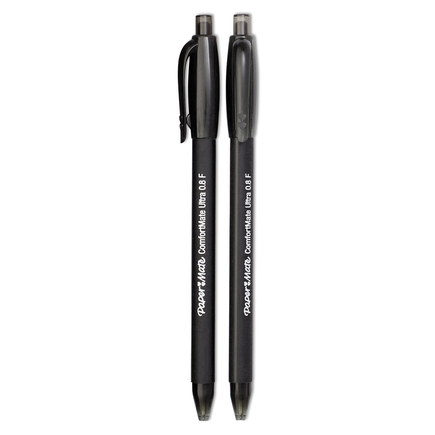 Paper Mate ComfortMate Ultra Ballpoint Pen, Retractable, Fine 0.8 mm, Black Ink, Black Barrel, Dozen (6380187)