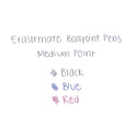 Paper Mate Eraser Mate Ballpoint Pen, Stick, Medium 1 mm, Red Ink, Red Barrel, Dozen (3920158)