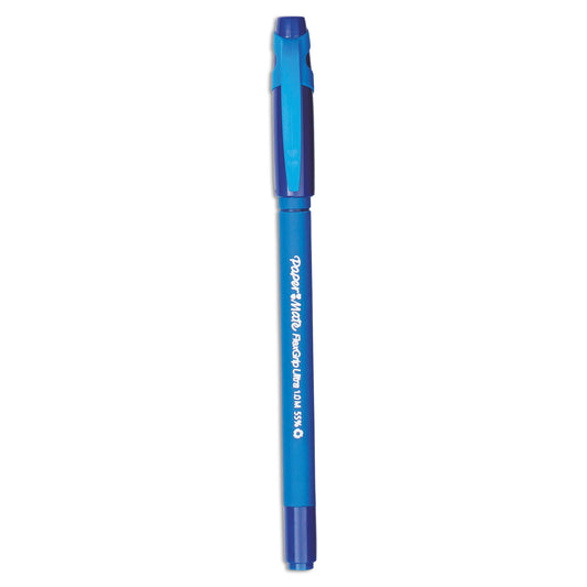 Paper Mate FlexGrip Ultra Recycled Ballpoint Pen, Stick, Medium 1 mm, Blue Ink, Blue Barrel, Dozen (9610131)