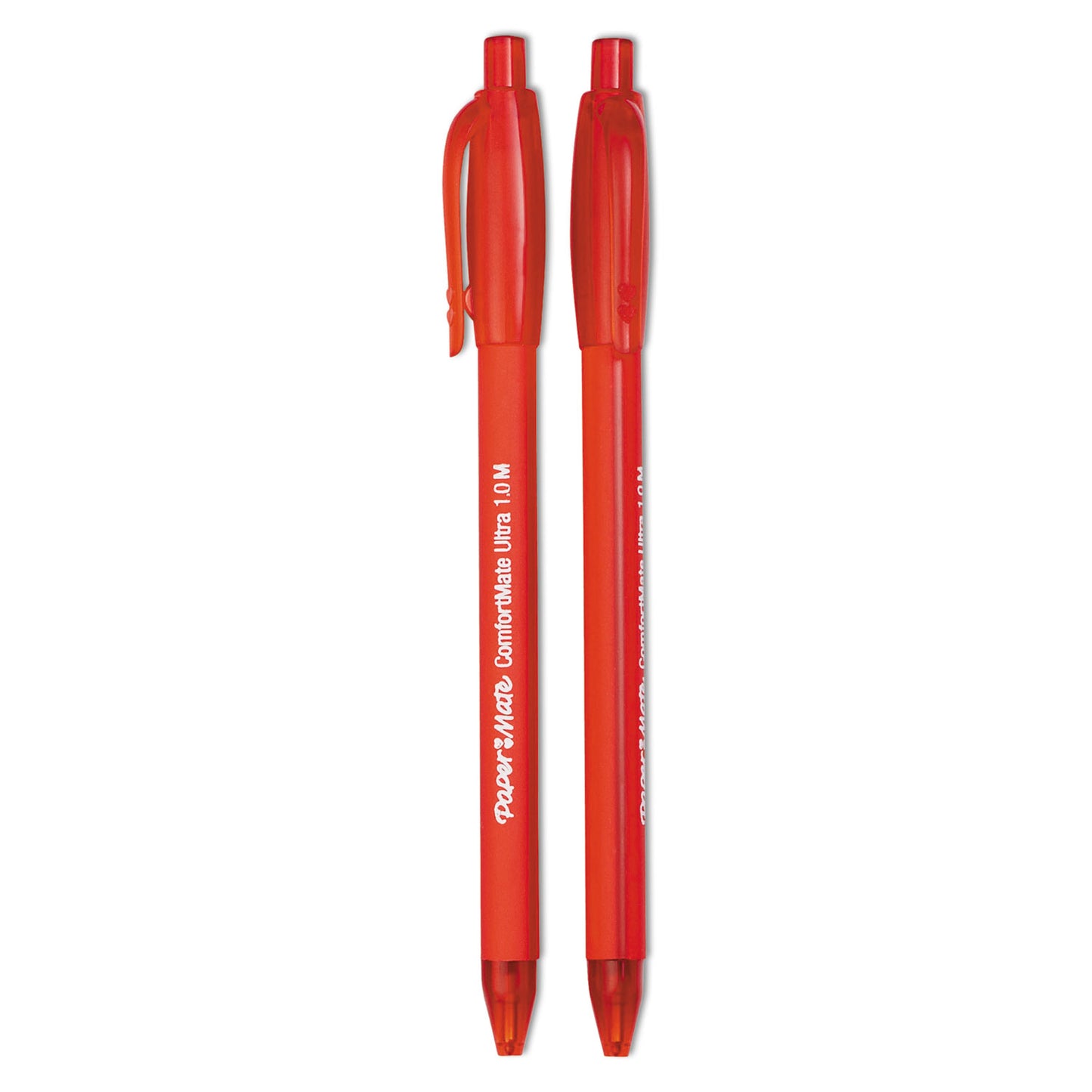 Paper Mate ComfortMate Ultra Ballpoint Pen, Retractable, Medium 1 mm, Red Ink, Red Barrel, Dozen (6320187)