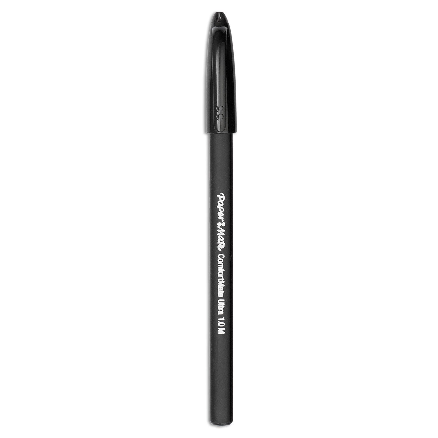 Paper Mate ComfortMate Ultra Ballpoint Pen, Stick, Medium 1 mm, Black Ink, Black Barrel, Dozen (6130187)