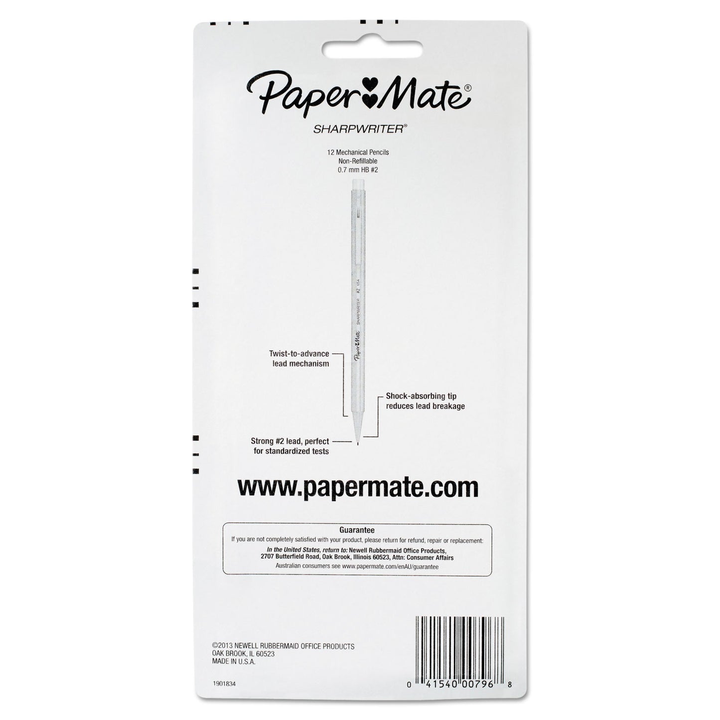 Paper Mate Sharpwriter Mechanical Pencil, 0.7 mm, HB (#2.5), Black Lead, Assorted Barrel Colors, Dozen (1898483C)