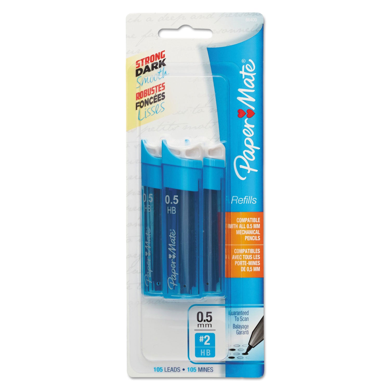 Paper Mate Lead Refills, 0.5 mm, HB, Black, 35/Tube, 3 Tubes/Pack (66400PP)