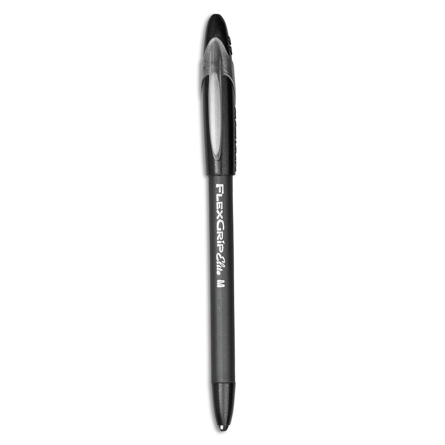 Paper Mate FlexGrip Elite Ballpoint Pen, Stick, Medium 1 mm, Black Ink, Black Barrel, Dozen (85585)