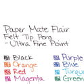 Paper Mate Flair Felt Tip Porous Point Pen, Stick, Extra-Fine 0.4 mm, Assorted Ink and Barrel Colors, 8/Pack (1927694)