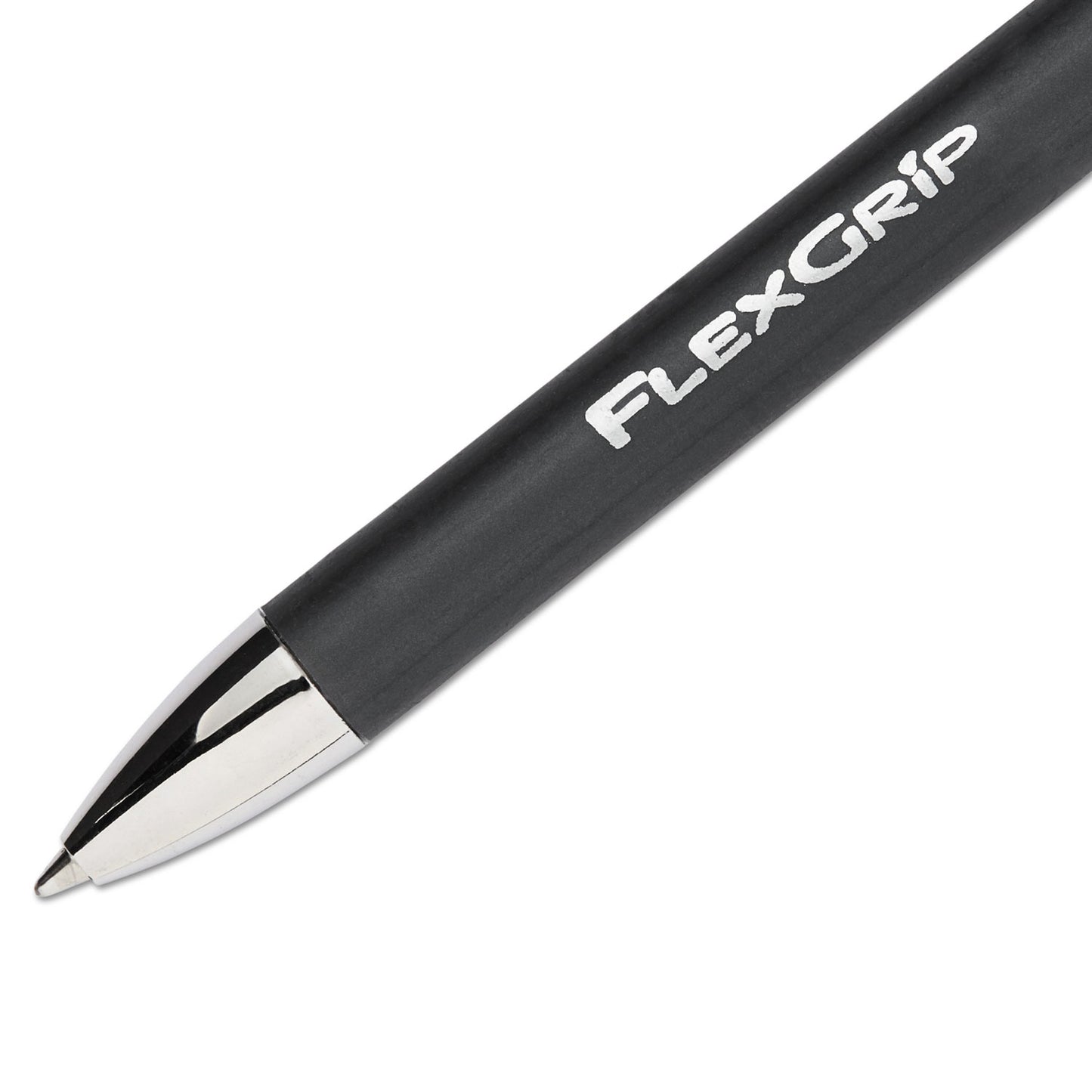 Paper Mate FlexGrip Elite Ballpoint Pen, Retractable, Fine 0.8 mm, Black Ink, Black Barrel, Dozen (85582)