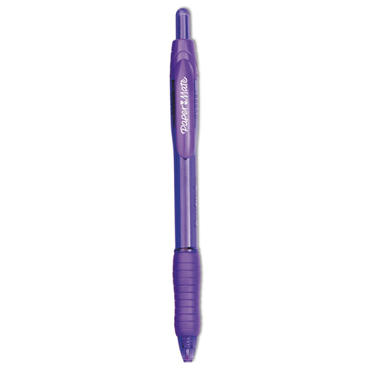 Paper Mate Profile Ballpoint Pen, Retractable, Bold 1.4 mm, Purple Ink, Translucent Purple Barrel, Dozen (35830)