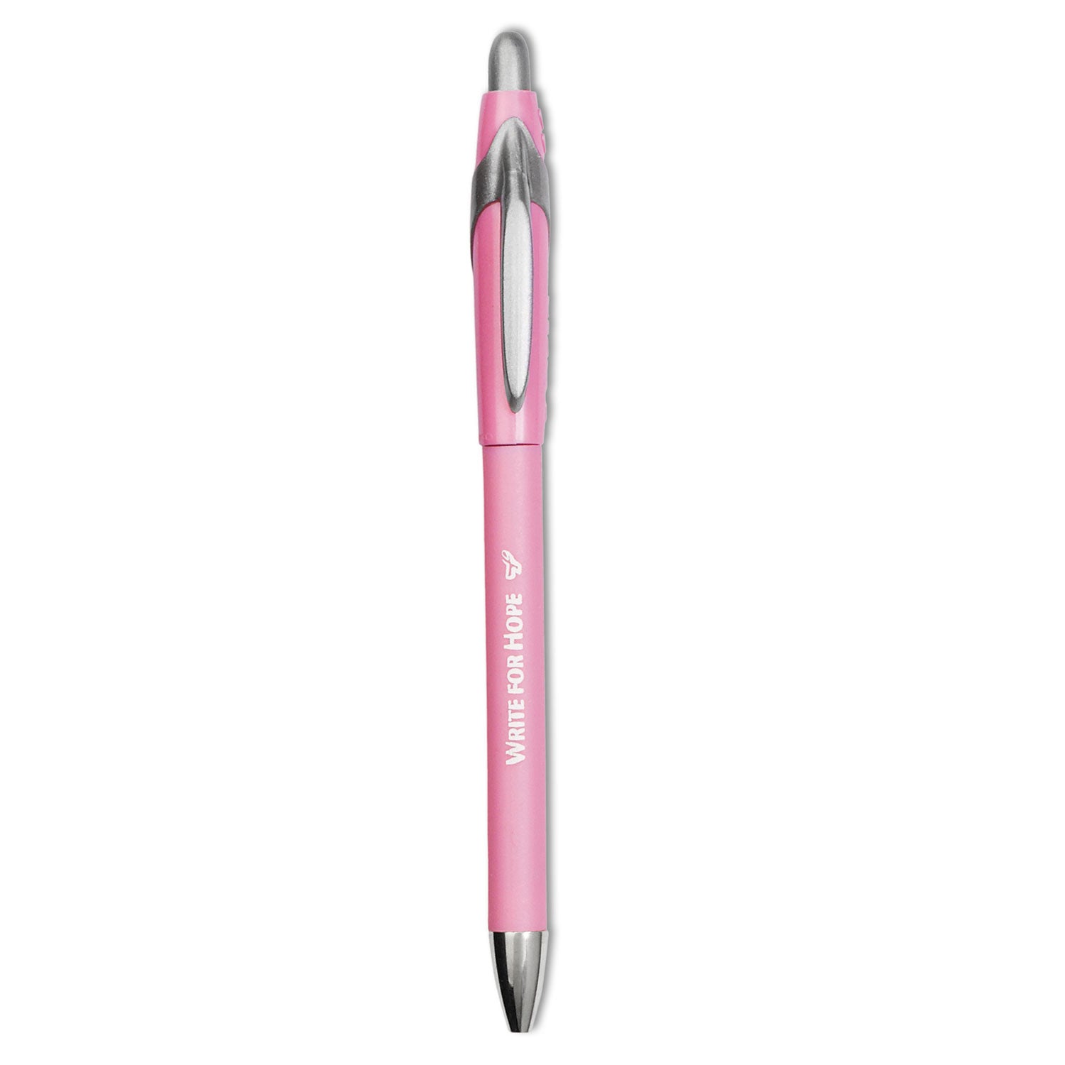 Paper Mate Write for Hope Edition FlexGrip Elite Ballpoint Pen, Retractable, Medium 1 mm, Black Ink, Pink Barrel, Dozen (70672)