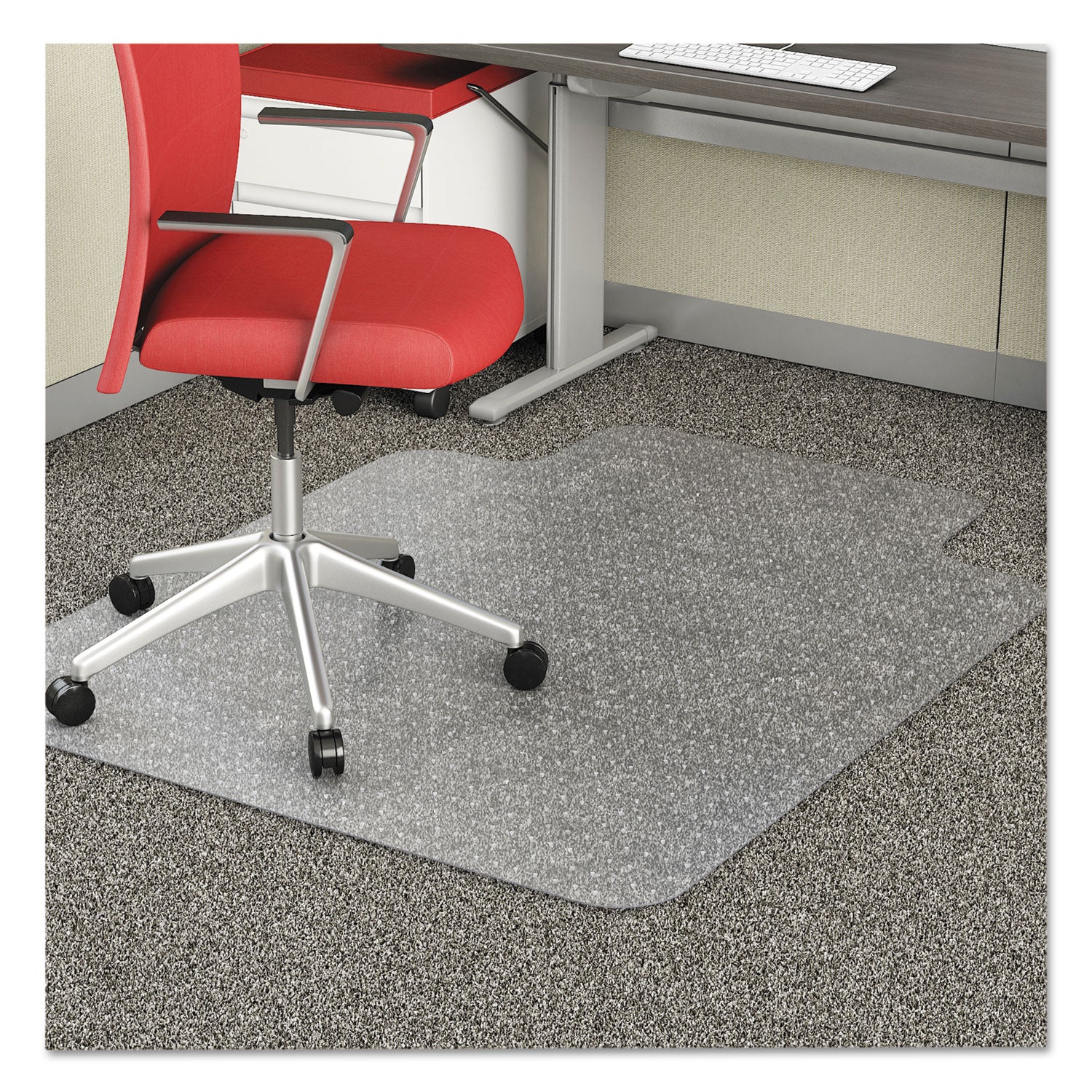 Deflecto EconoMat Occasional Use Chair Mat, Low Pile Carpet, Flat, 36 x 48, Lipped, Clear (CM11112)