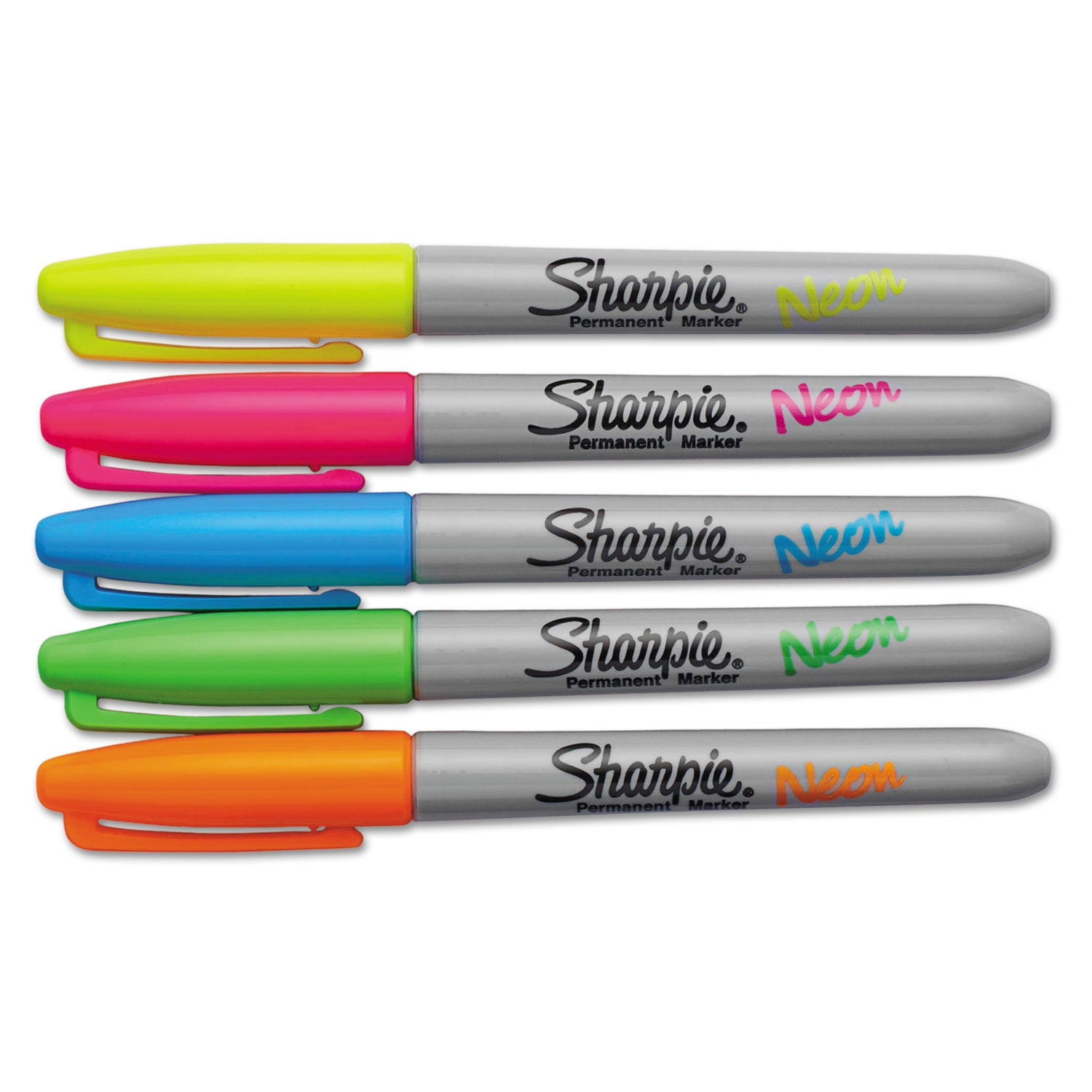 Sharpie Neon Permanent Markers, Fine Bullet Tip, Assorted Colors, 5/Pack (1860443)