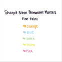 Sharpie Neon Permanent Markers, Fine Bullet Tip, Assorted Colors, 5/Pack (1860443)