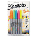 Sharpie Neon Permanent Markers, Fine Bullet Tip, Assorted Colors, 5/Pack (1860443)