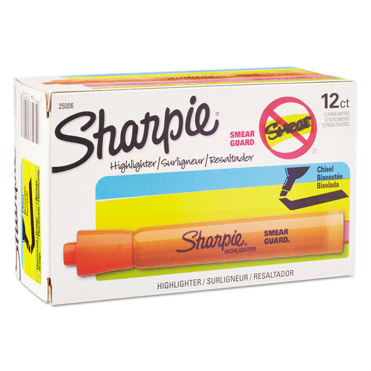 Sharpie Tank Style Highlighters, Orange Ink, Chisel Tip, Orange Barrel, Dozen (25006B)