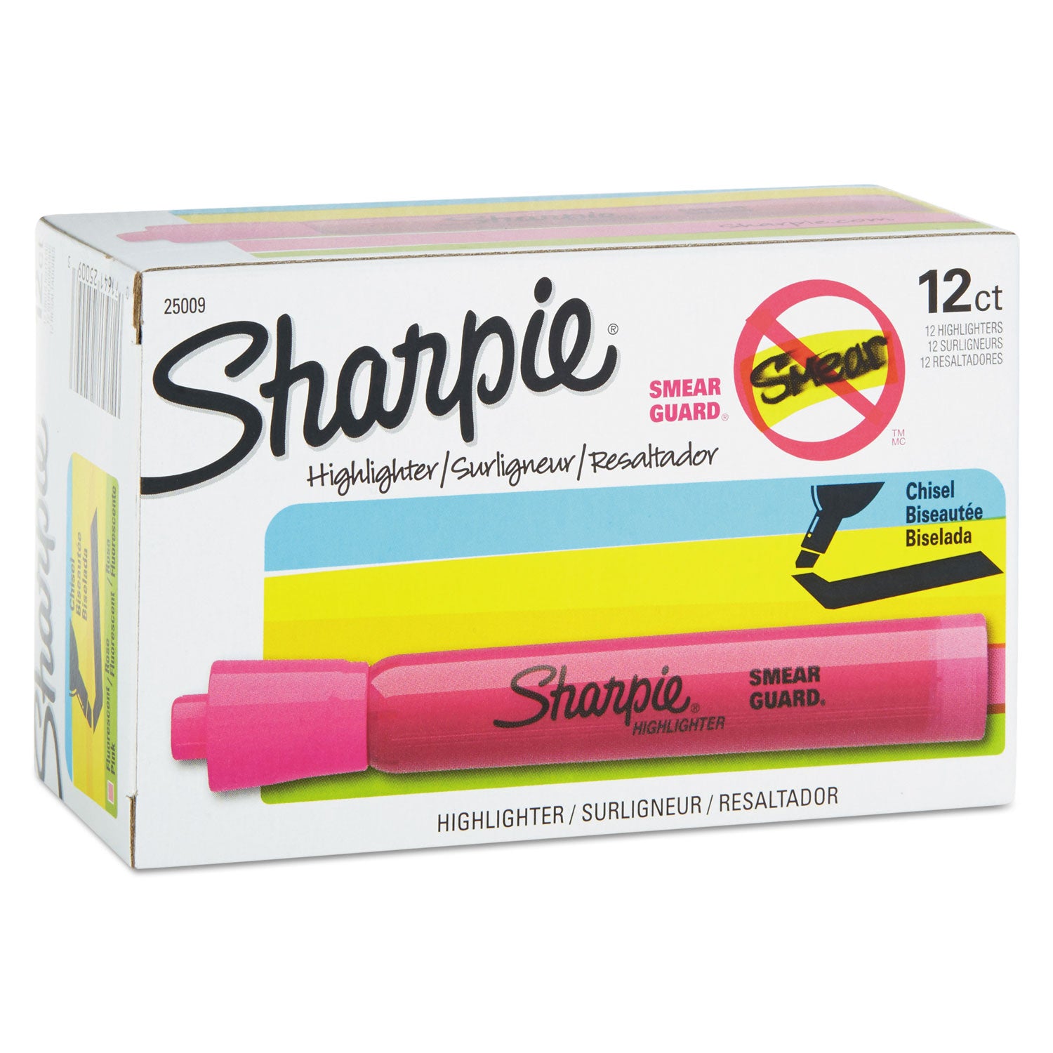 Sharpie Tank Style Highlighters, Pink Ink, Chisel Tip, Pink Barrel, Dozen (25009B)