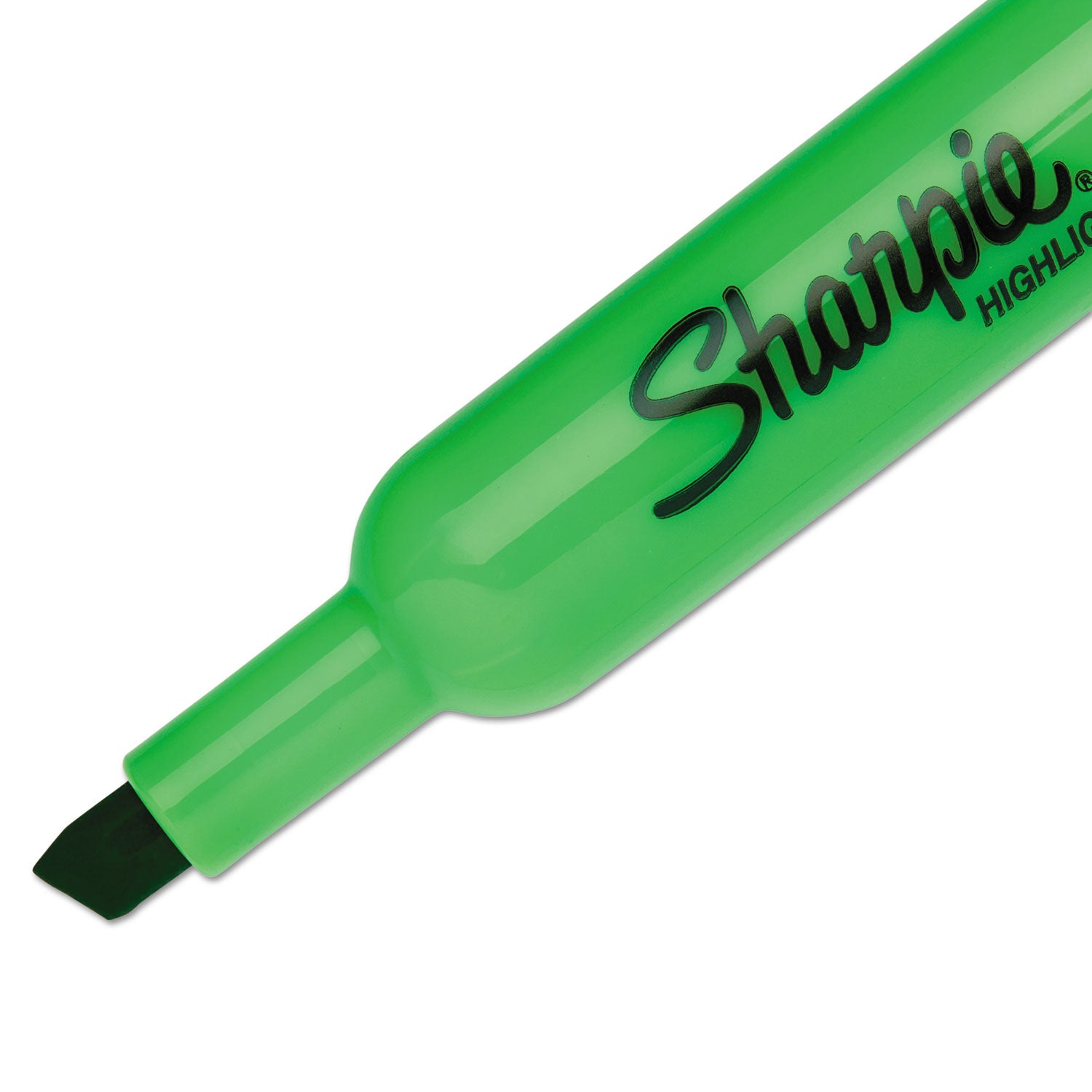 Sharpie Tank Style Highlighters, Fluorescent Green Ink, Chisel Tip, Green Barrel, Dozen (25026B)
