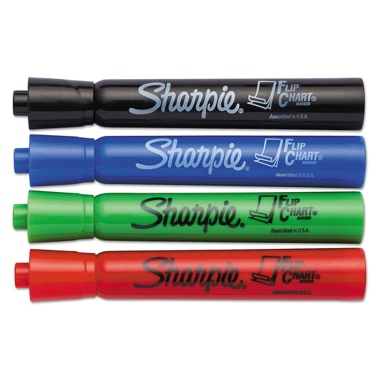 Sharpie Flip Chart Marker, Broad Bullet Tip, Assorted Colors, 4/Set (22474)