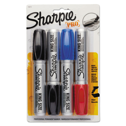 Sharpie King Size Permanent Marker, Broad Chisel Tip, Assorted Colors, 4/Set (1799262)