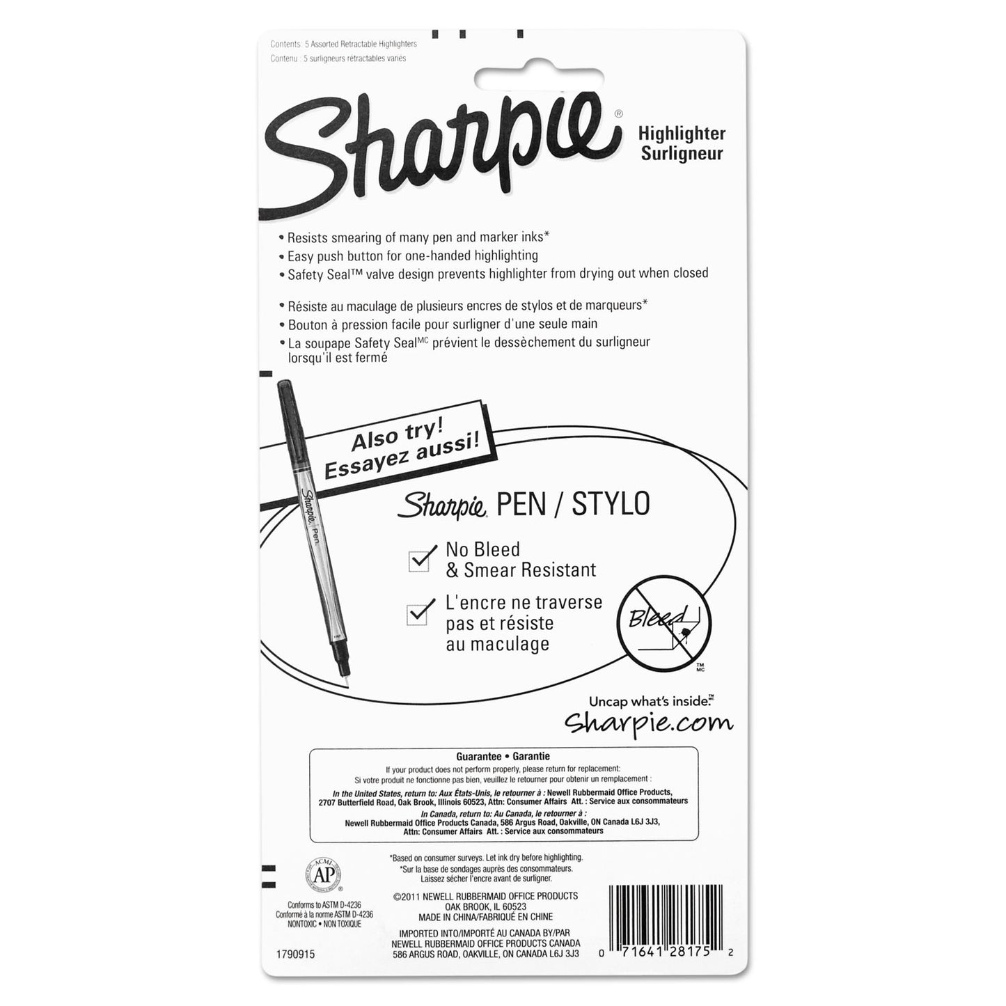 Sharpie Retractable Highlighters, Assorted Ink Colors, Chisel Tip, Assorted Barrel Colors, 5/Set (28175PP)