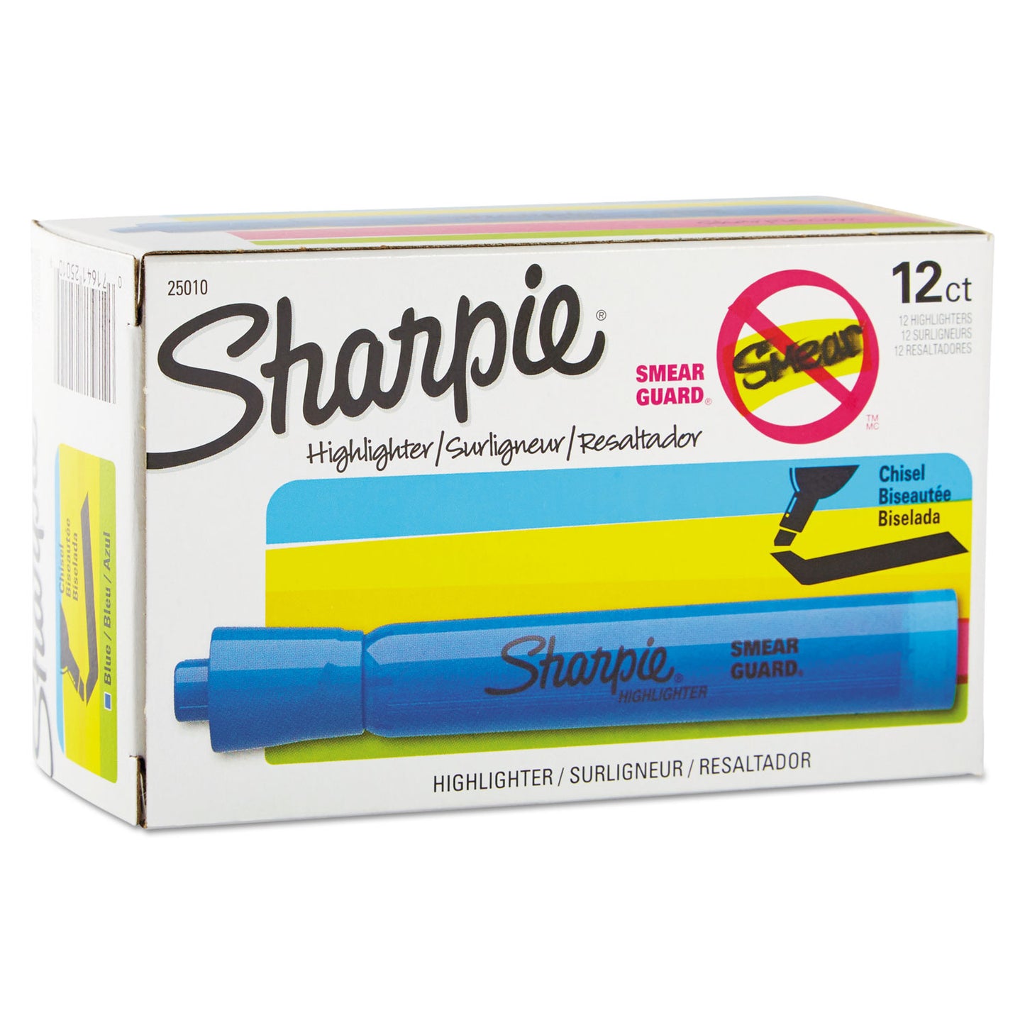 Sharpie Tank Style Highlighters, Blue Ink, Chisel Tip, Blue Barrel, Dozen (25010B)