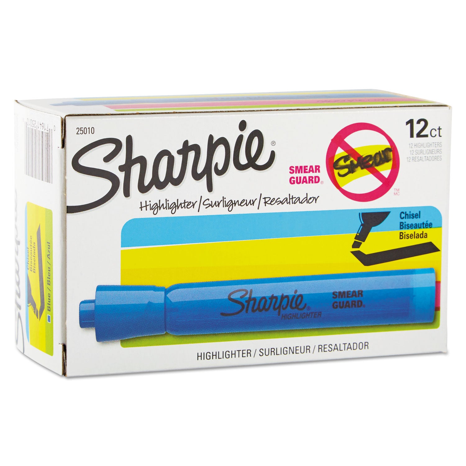 Sharpie Tank Style Highlighters, Blue Ink, Chisel Tip, Blue Barrel, Dozen (25010B)