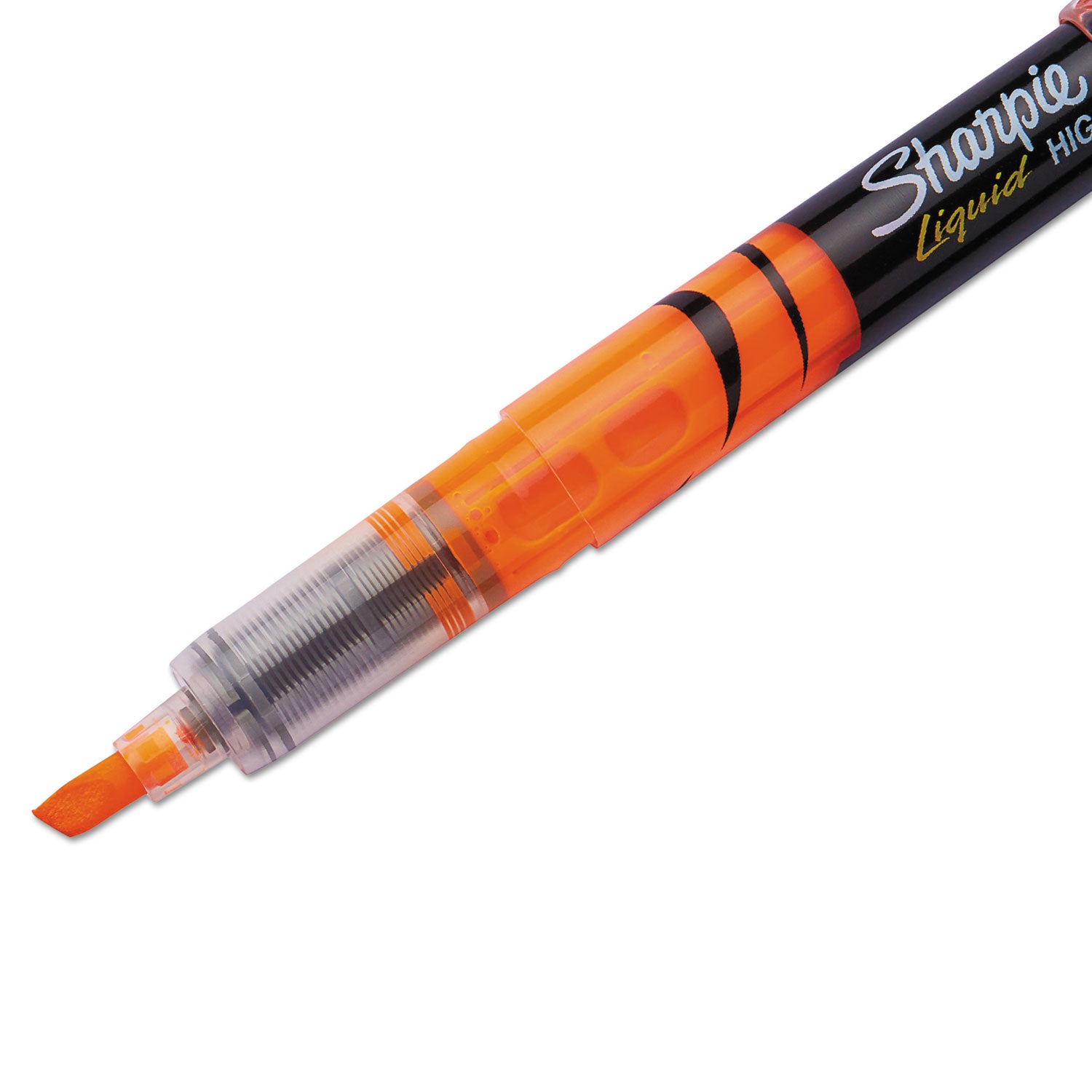Sharpie Liquid Pen Style Highlighters, Fluorescent Orange Ink, Chisel Tip, Orange/Black/Clear Barrel, Dozen (1754466)