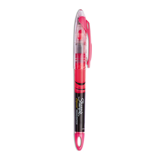 Sharpie Liquid Pen Style Highlighters, Fluorescent Pink Ink, Chisel Tip, Pink/Black/Clear Barrel, Dozen (1754464)
