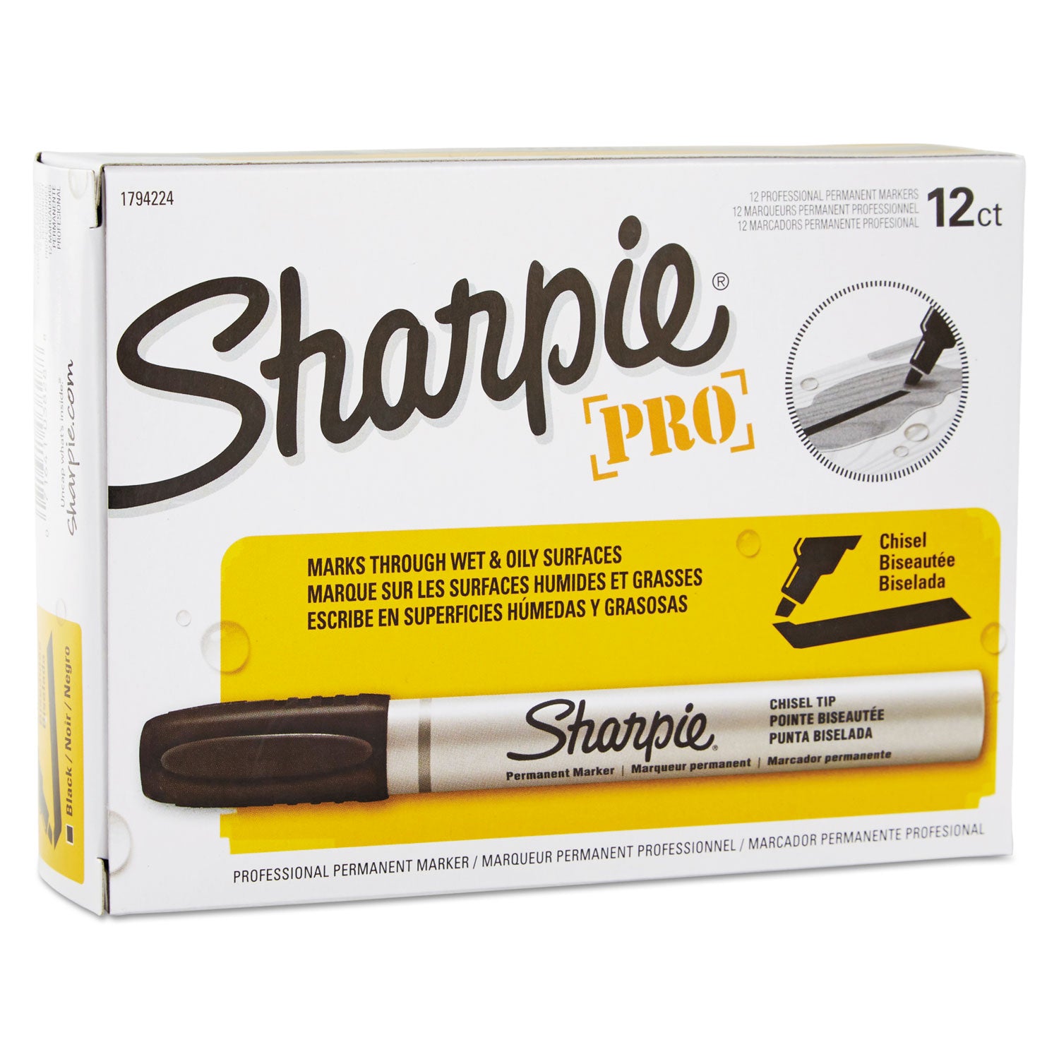 Sharpie Durable Metal Barrel Permanent Marker, Broad Chisel Tip, Black (1794224)