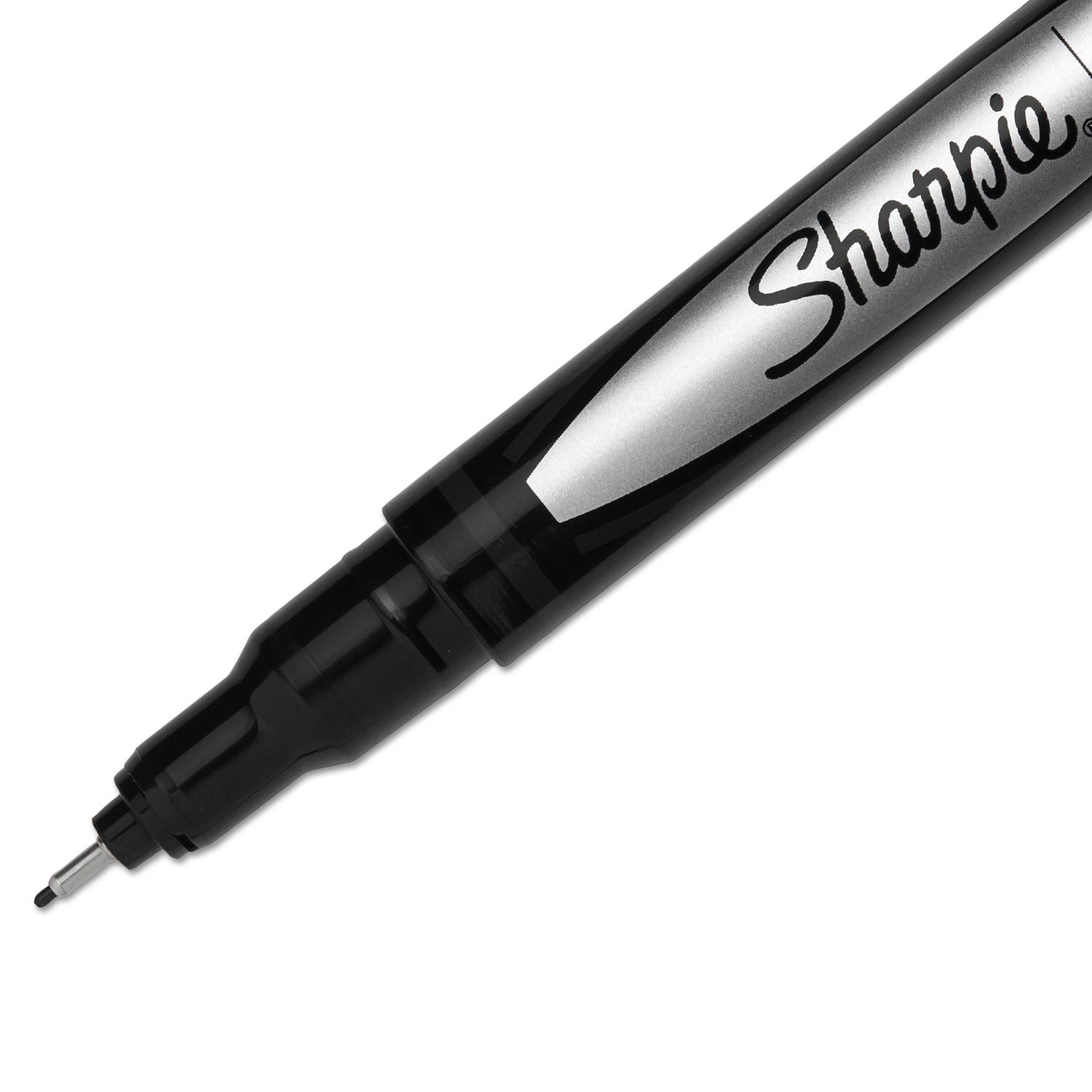 Sharpie Water-Resistant Ink Porous Point Pen, Stick, Fine 0.4 mm, Black Ink, Black Barrel, Dozen (1742663)