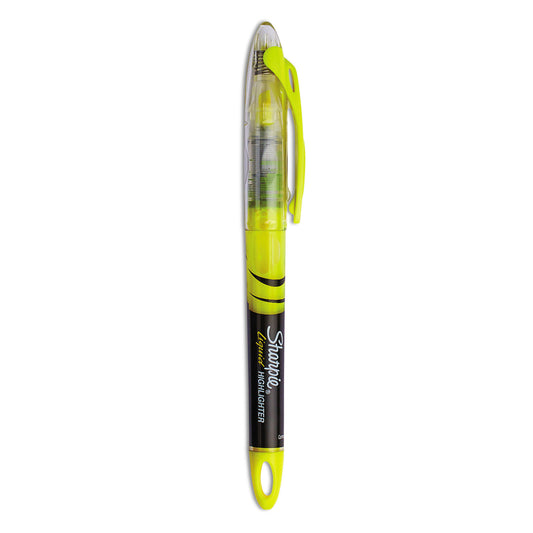 Sharpie Liquid Pen Style Highlighters, Fluorescent Yellow Ink, Chisel Tip, Yellow/Black/Clear Barrel, Dozen (1754463)