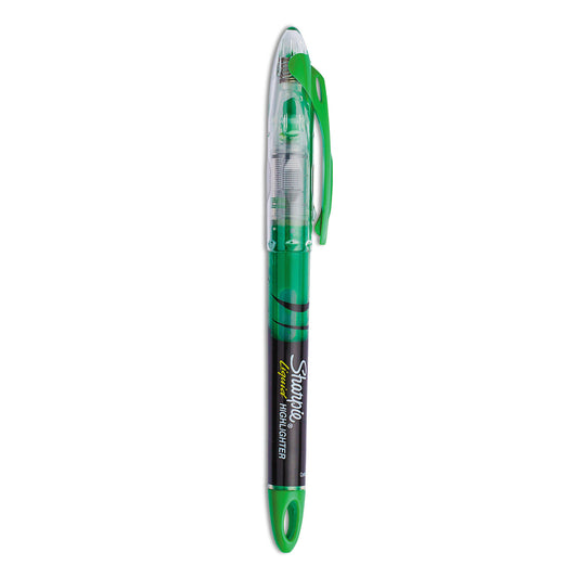 Sharpie Liquid Pen Style Highlighters, Fluorescent Green Ink, Chisel Tip, Green/Black/Clear Barrel, Dozen (1754468)