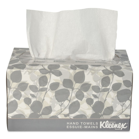 Kleenex Hand Towels, POP-UP Box, Cloth, 1-Ply, 9 x 10.5, Unscented, White, 120/Box (01701)