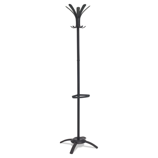 Alba CLEO Coat Stand, Stand Alone Rack, Ten Knobs, Steel/Plastic, 19.75w x 19.75d x 68.9h, Black (PMCLEON)