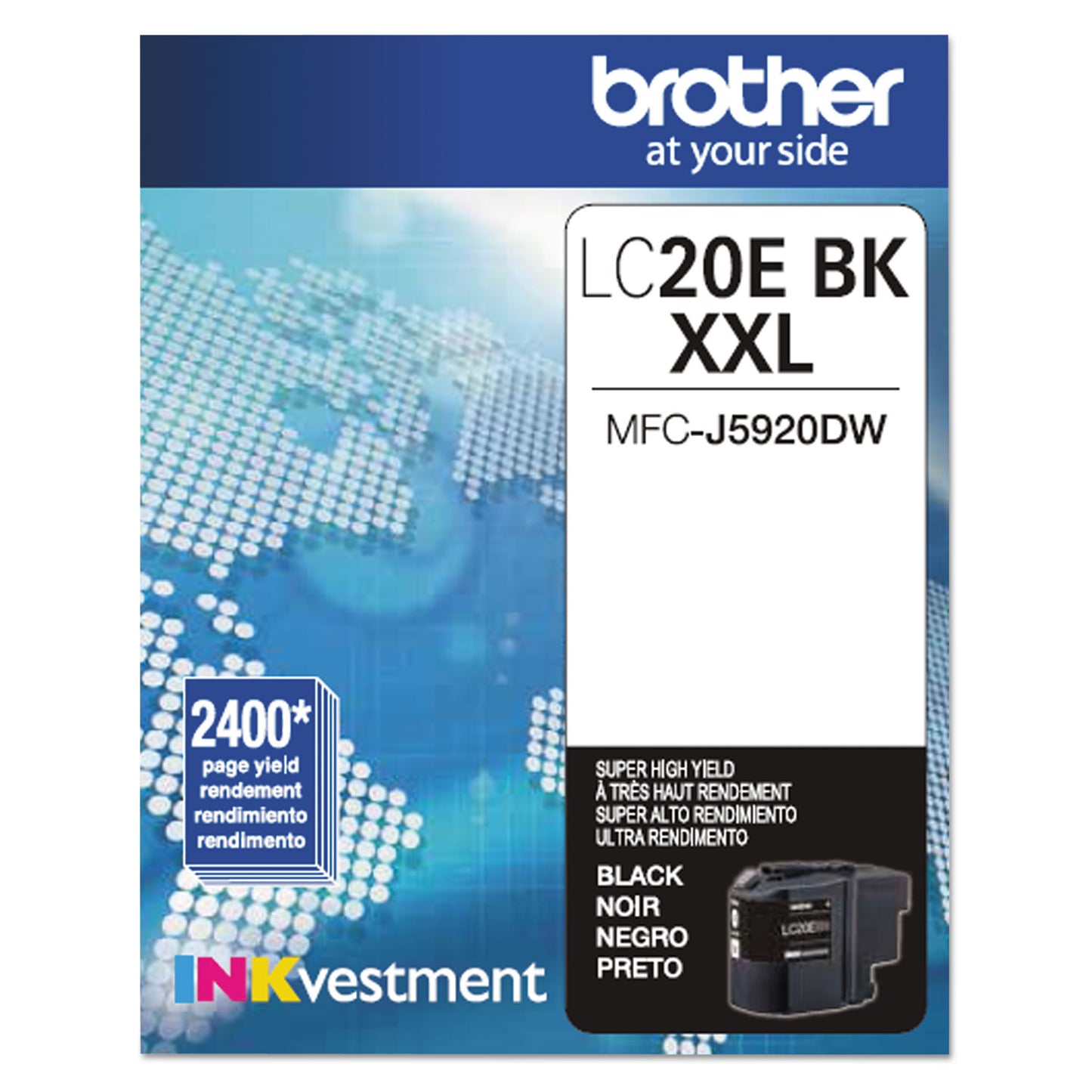 Brother LC20EBK INKvestment Super High-Yield Ink, 2,400 Page-Yield, Black