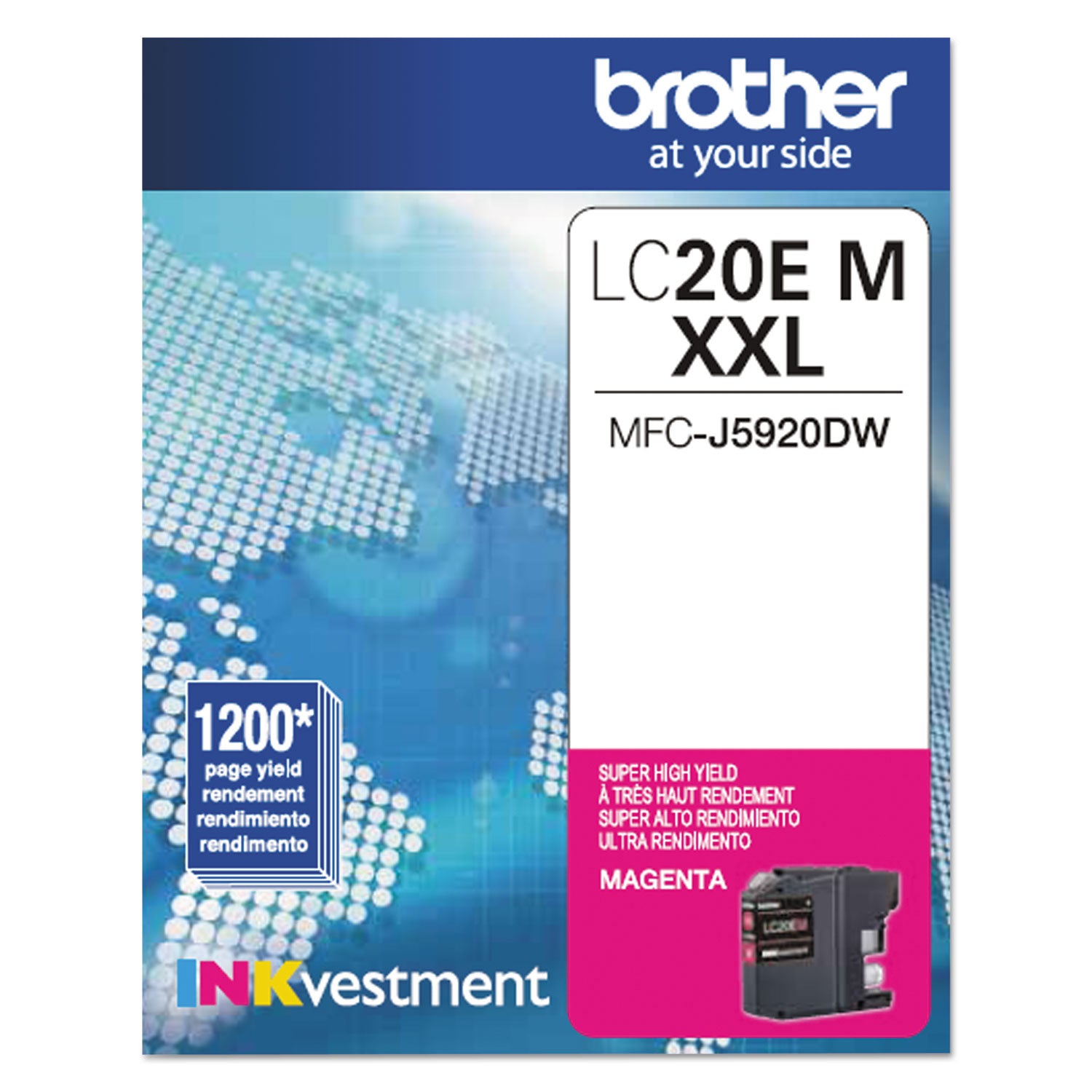 Brother LC20EM INKvestment Super High-Yield Ink, 1,200 Page-Yield, Magenta