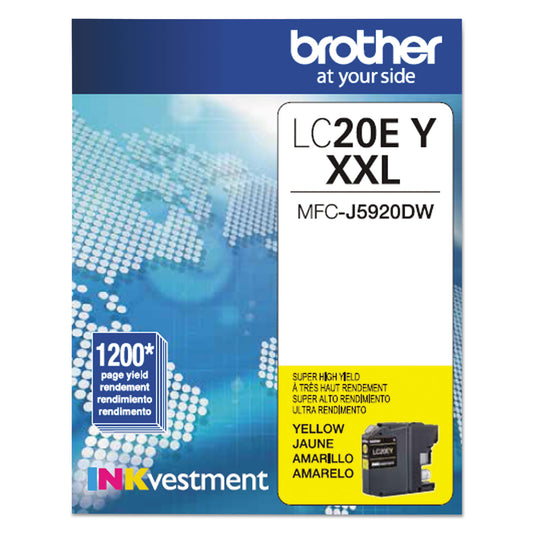 Brother LC20EY INKvestment Super High-Yield Ink, 1,200 Page-Yield, Yellow