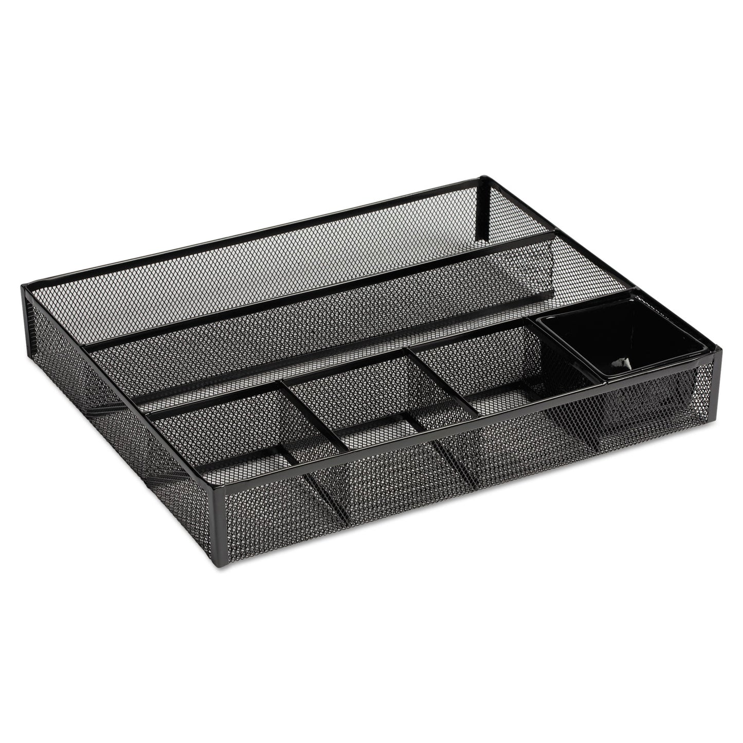 Rolodex Metal Mesh Deep Desk Drawer Organizer, Six Compartments, 15.25 x 11.88 x 2.5, Black (22131)