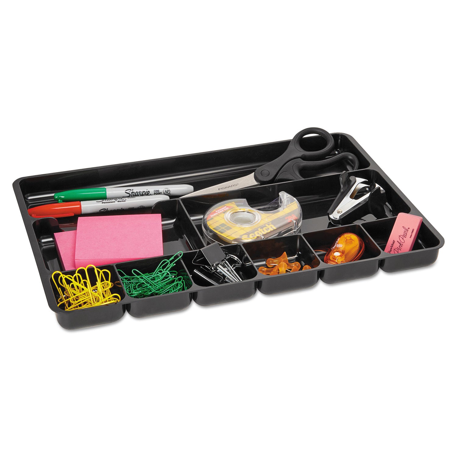 Rubbermaid Regeneration Nine-Section Drawer Organizer, 14 x 9.13 x 1.13, Plastic, Black (45706)