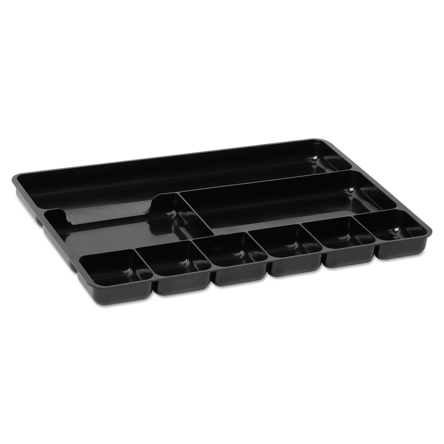 Rubbermaid Regeneration Nine-Section Drawer Organizer, 14 x 9.13 x 1.13, Plastic, Black (45706)