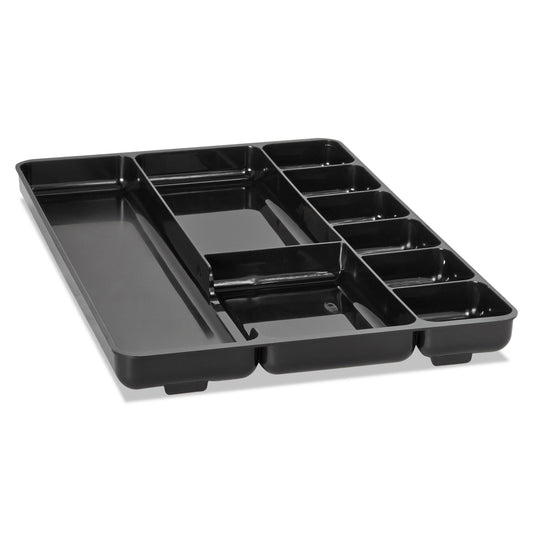 Rubbermaid Regeneration Nine-Section Drawer Organizer, 14 x 9.13 x 1.13, Plastic, Black (45706)