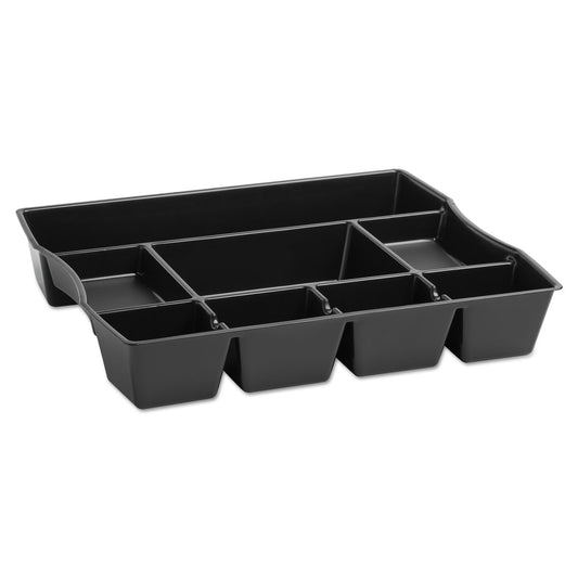 Rubbermaid Regeneration Deep Drawer Organizer, Eight Compartments, 14.88 x 11.88 x 2.5, Plastic, Black (21864)