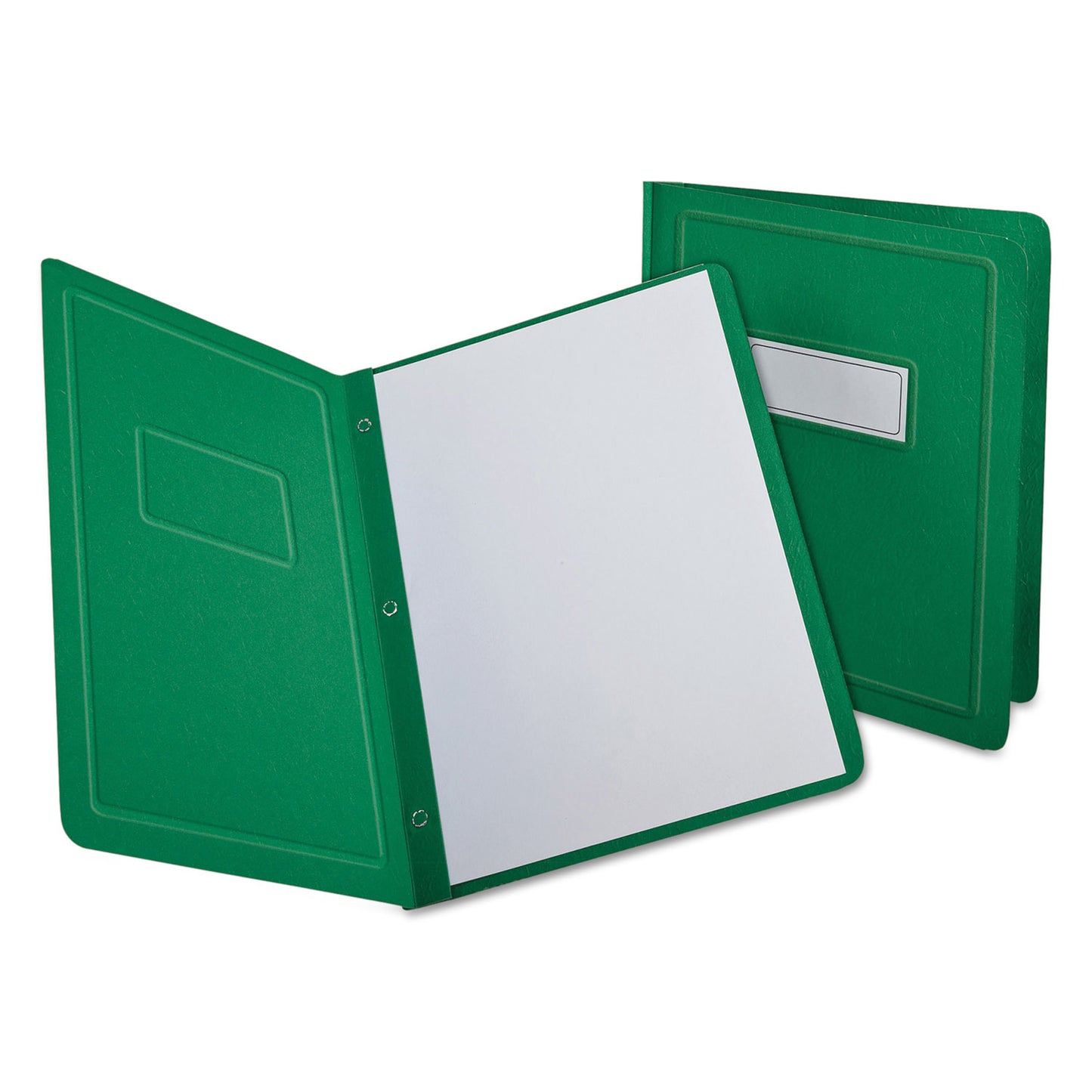 Oxford Title Panel and Border Front Report Cover, Three-Prong Fastener, 0.5" Capacity, 8.5 x 11, Light Green/Light Green, 25/Box (52503)