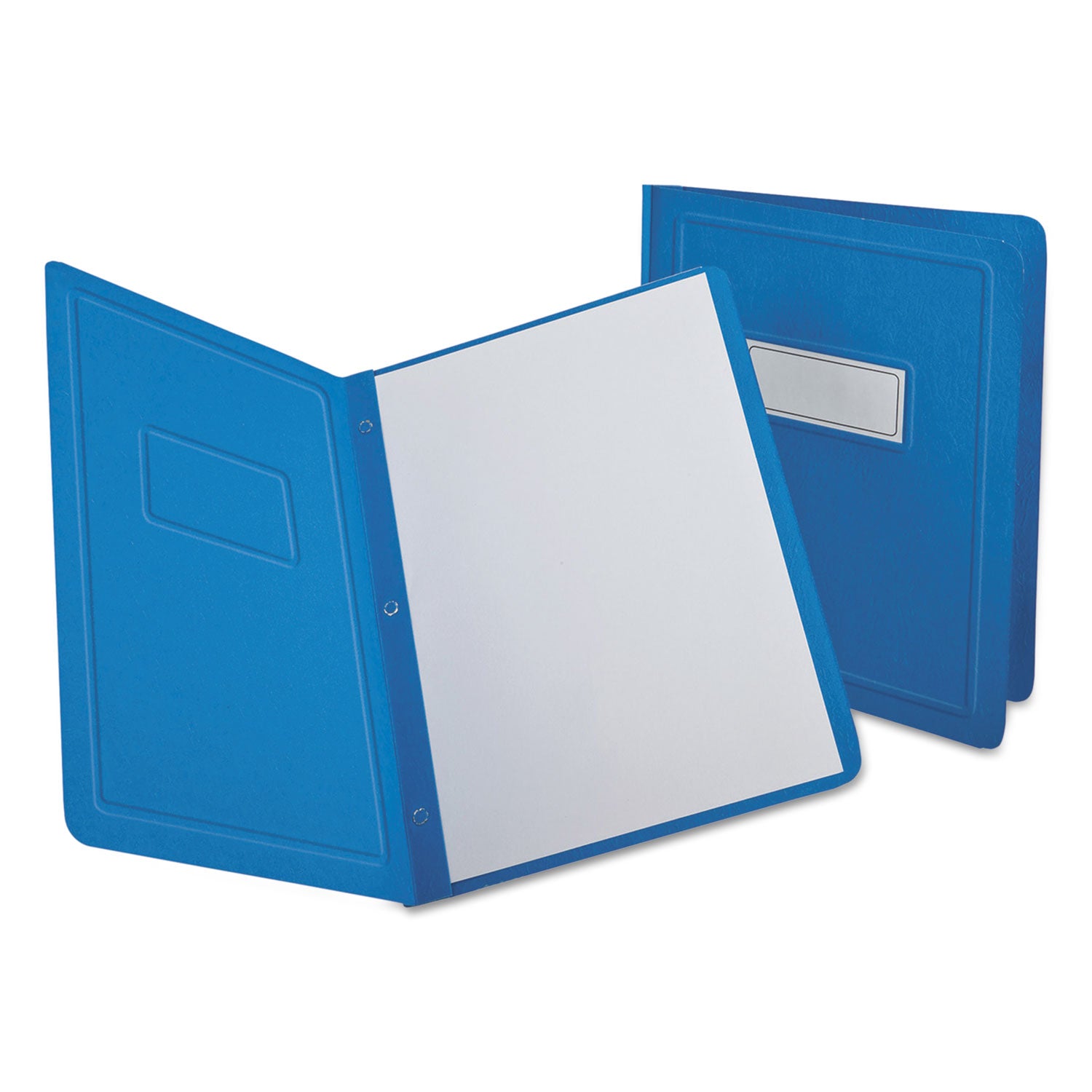 Oxford Title Panel and Border Front Report Cover, 3-Prong Fastener, Panel and Border Cover, 0.5" Cap, 8.5 x 11, Light Blue, 25/Box (52501)