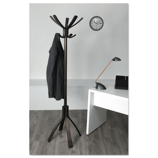 Alba Cafe Wood Coat Stand, Ten Peg/Five Hook, 21.67w x 21.67d x 69.33h, Espresso Brown (PMCAFE)