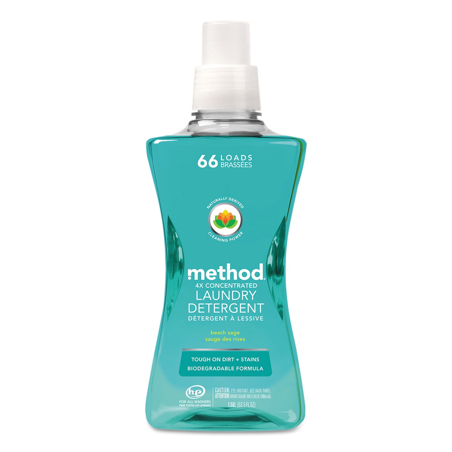 Method 4X Concentrated Laundry Detergent, Beach Sage, 53.5 oz Bottle (01489EA)