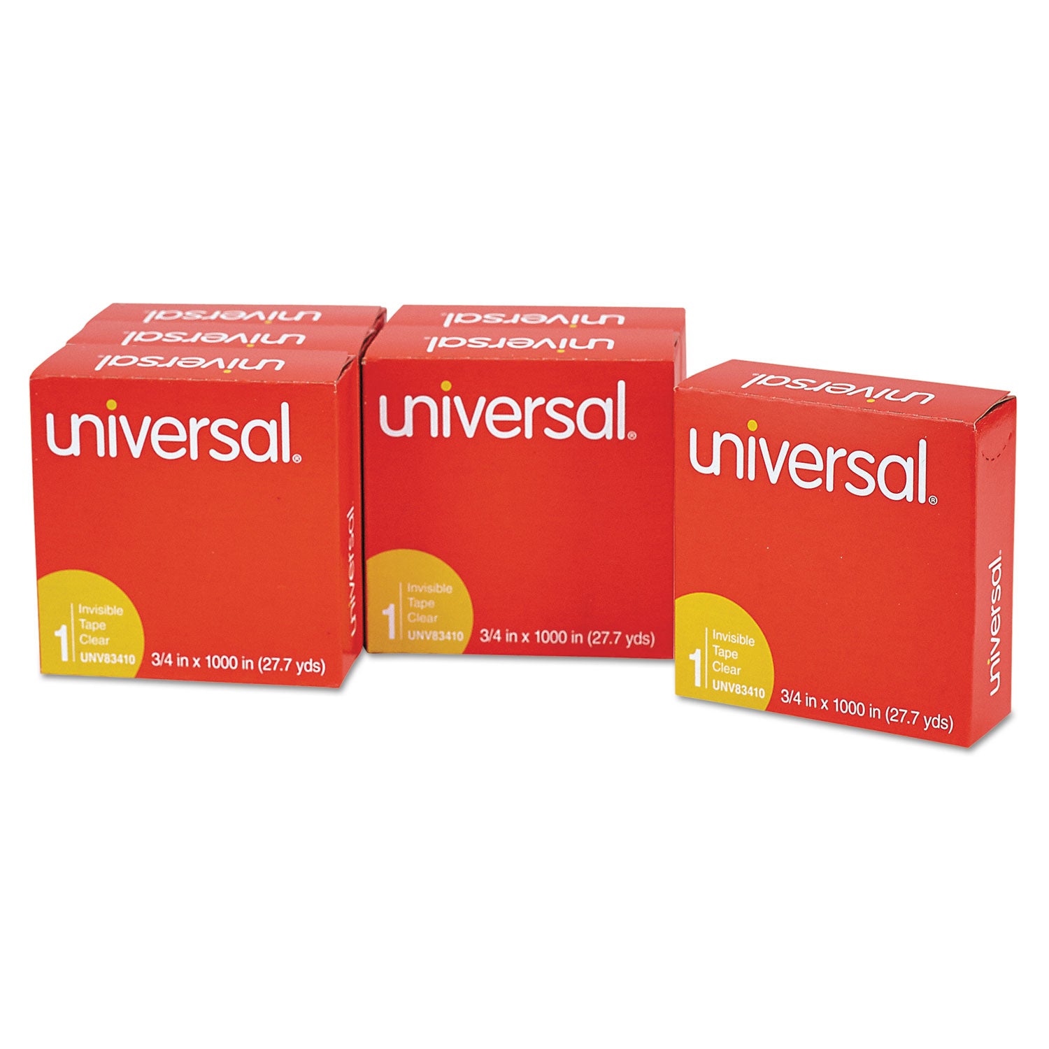 Universal Invisible Tape, 1" Core, 0.75" x 83.33 ft, Clear, 6/Pack (83410)