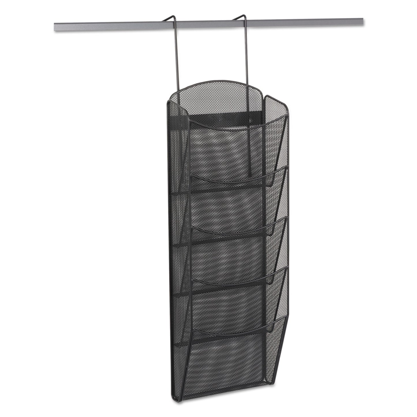 Safco Onyx Mesh Literature Rack, Five Compartments, 10.25w x 3.5d x 28.33h, Black (5578BL)